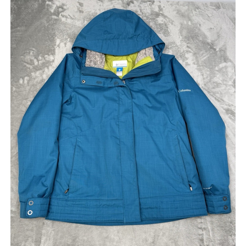 Columbia Interchange Jacket Womens Large Blue Winter‎ Coat 3 In 1 Outdoors Parka